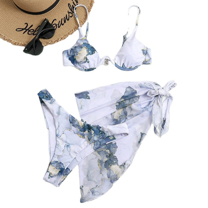 Damen Triangel-Bikini-Set mit elegantem Wickelrock Drune