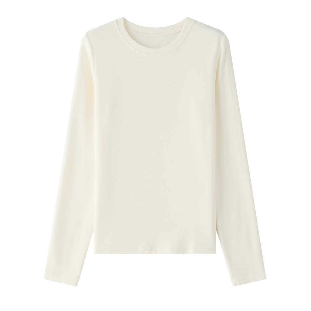 Damen Schmal geschnittenes Longsleeve aus feinem Jersey mit Rundhalsausschnitt Drune
