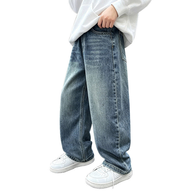 Damen weite Jeanshose mit elastischem Bund und modischem Schnitt Drune