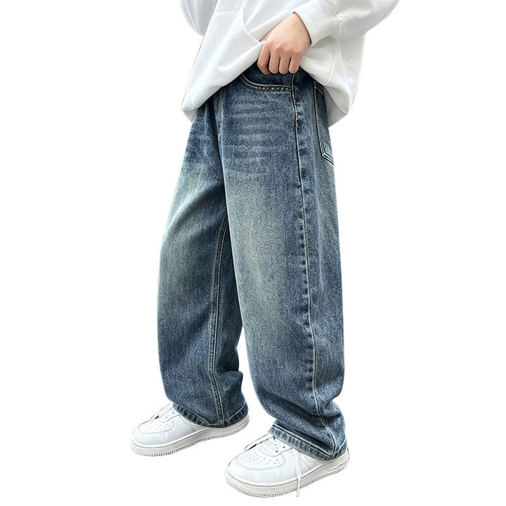 Damen weite Jeanshose mit elastischem Bund und modischem Schnitt Drune