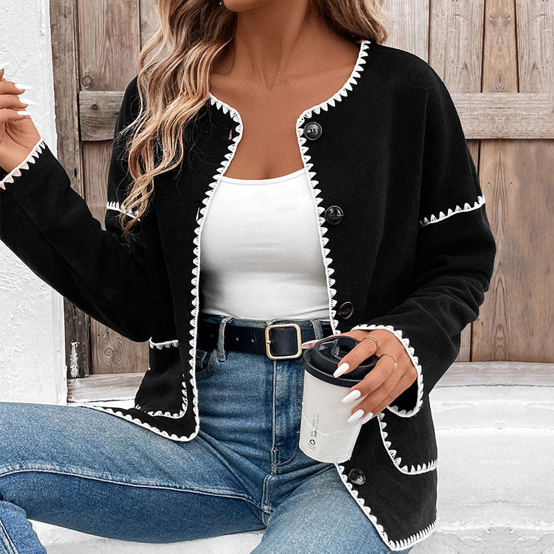 Damen Lässiger Cardigan mit Kontrastnähten Drune