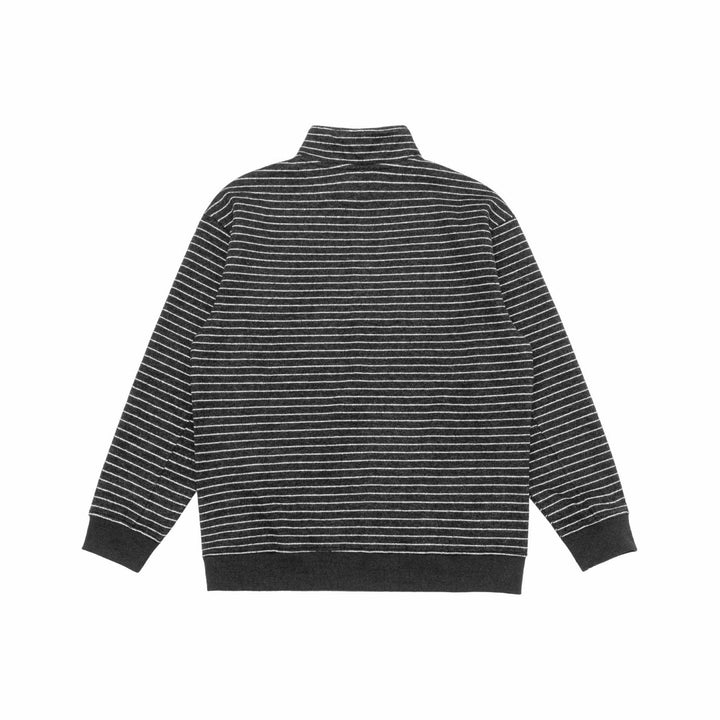 Herren Feinstrick-Halbzip-Pullover mit Stehkragen und feinen Streifen Drune