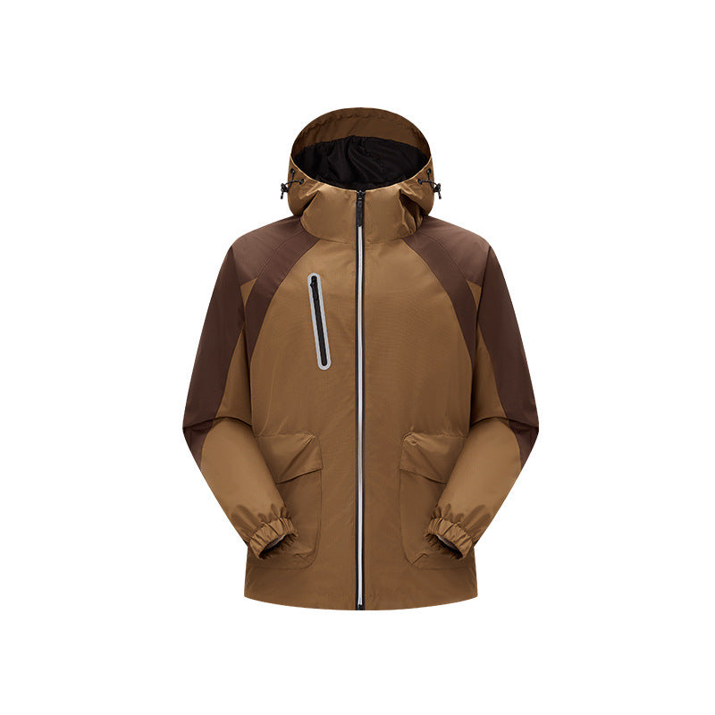 Herren zweilagige technische Regenjacke mit verstellbarer Kapuze und verschweißten Nähten Drune