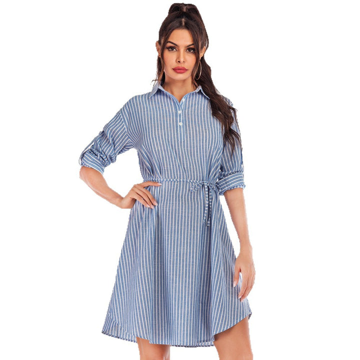 Damen Hemdblusenkleid mit seitlichem Bindegürtel Drune