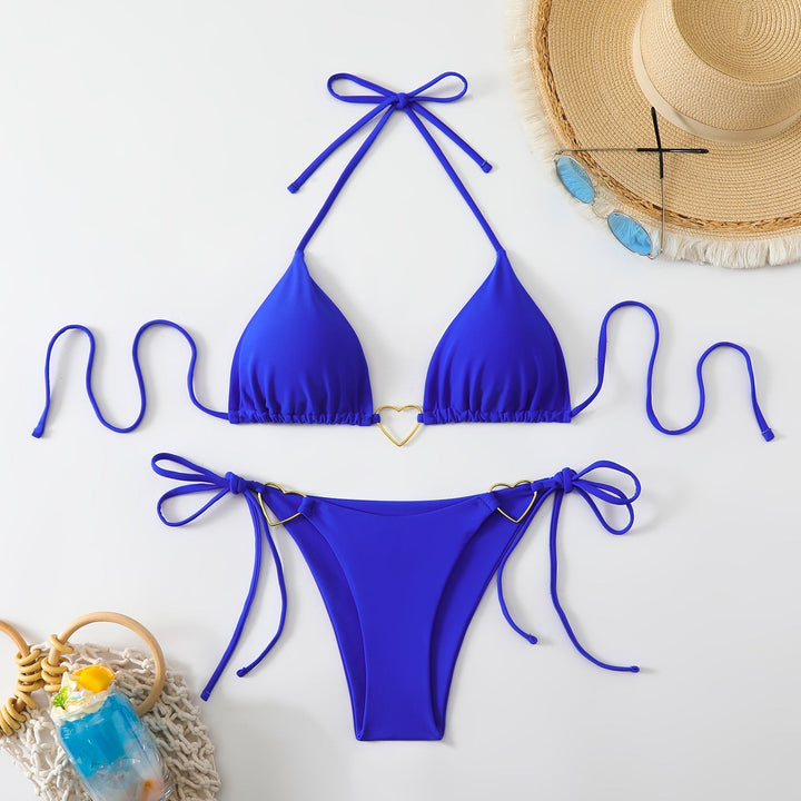Damen Triangel-Bikini-Set mit Herz-Detail und verstellbaren Bindebändern Drune