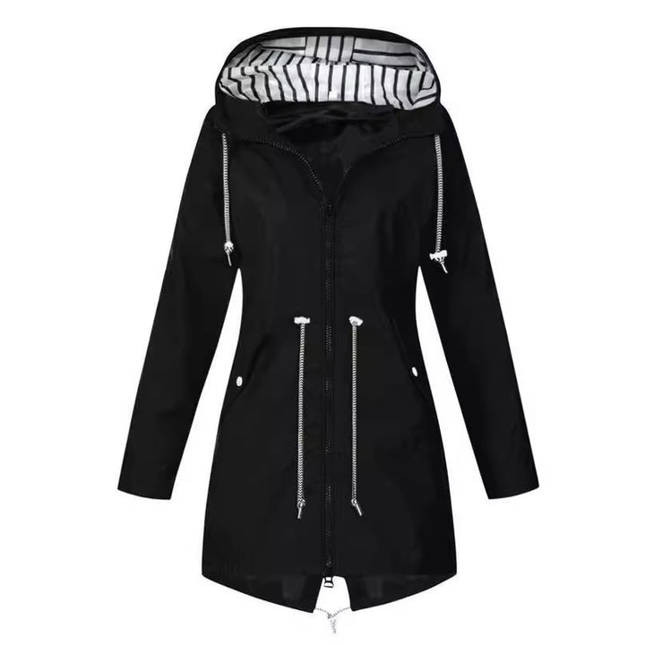 Damen nan taillierte Parka-Jacke mit Kapuze, Kordelzugbund und verdecktem Reißverschluss Drune