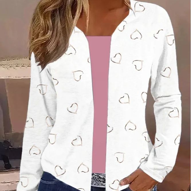 Damen Leichter Offener Strickcardigan mit floralem Aquarellprint und lässigem Fall Drune