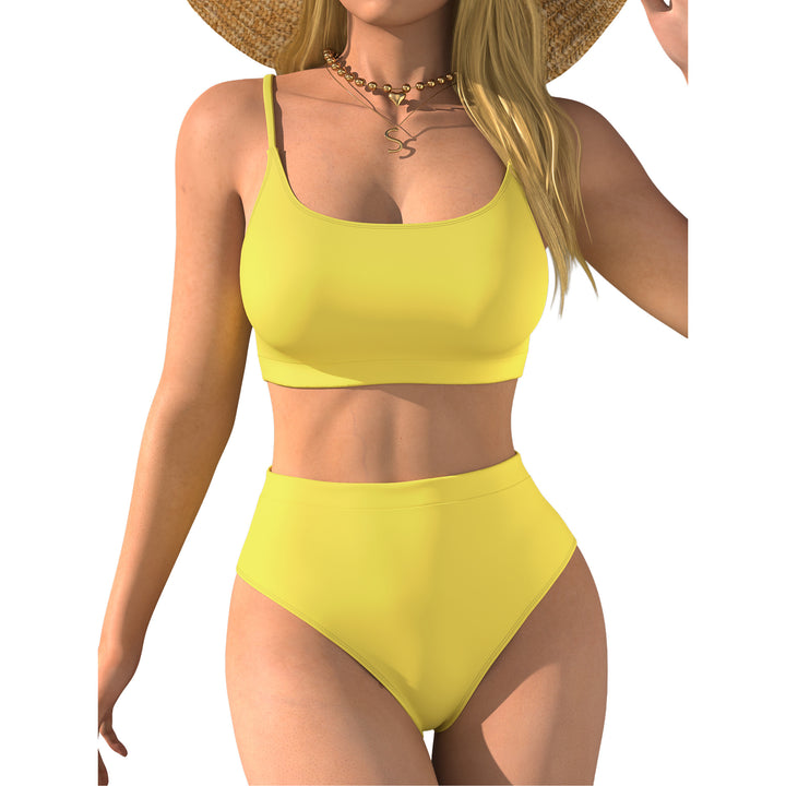 Damen Hochtaillierter Bikini mit Crop-Top Drune
