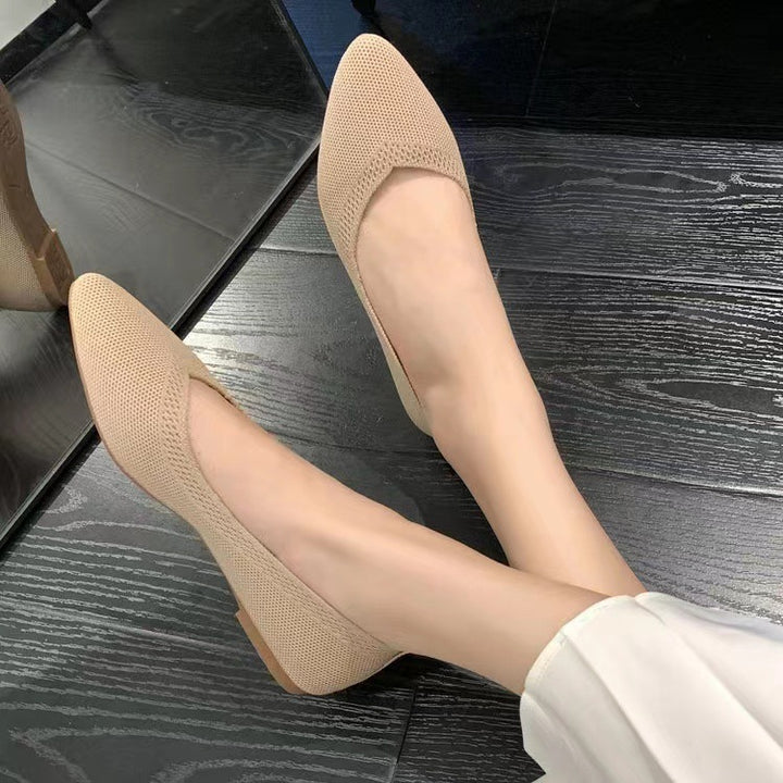 Damen Atmungsaktive Strickspitze Ballerinas Drune