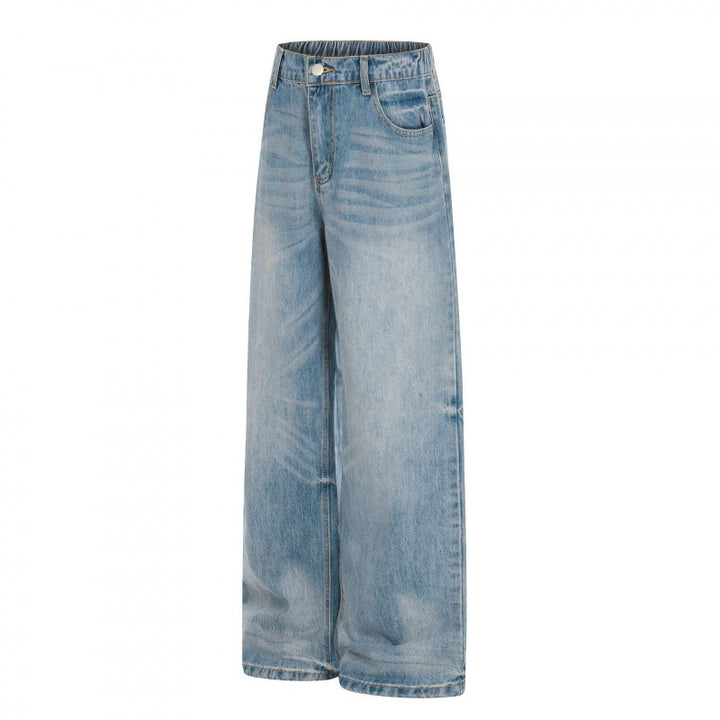 Damen Weite High-Waist Jeans aus leichtem Stonewashed Denim Drune