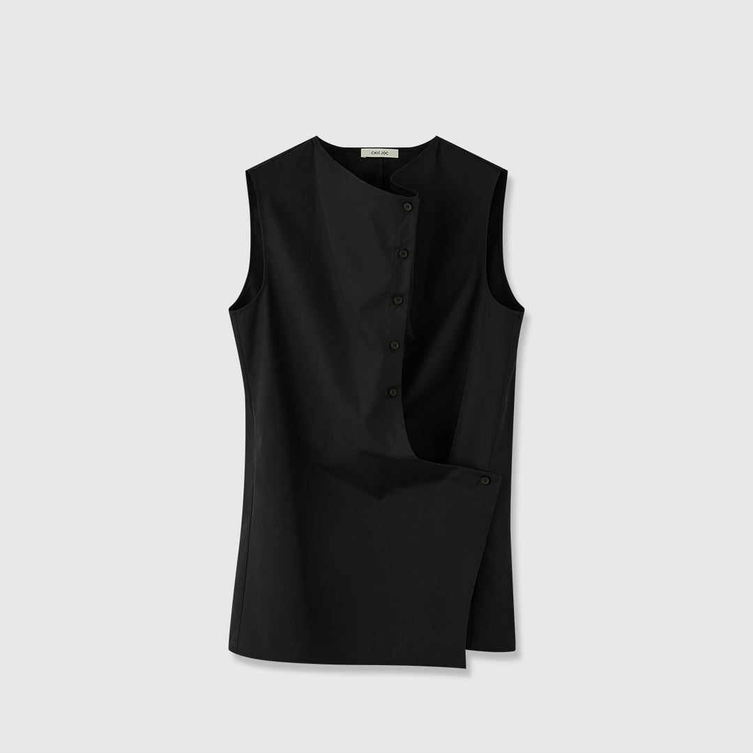 Damen Elegantes ärmelloses Hemd mit asymmetrischem Schnitt Drune