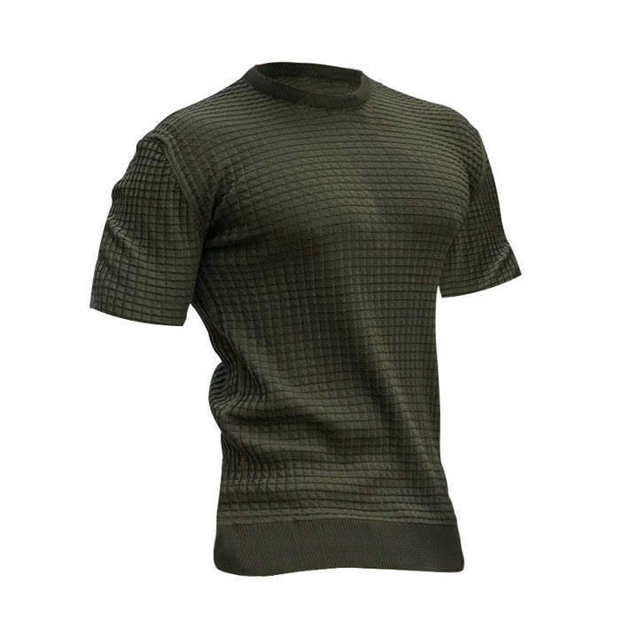 Herren nan Waffelstruktur-Kurzarm-Strickshirt mit schmaler Passform und elastischem Rippsaum Drune