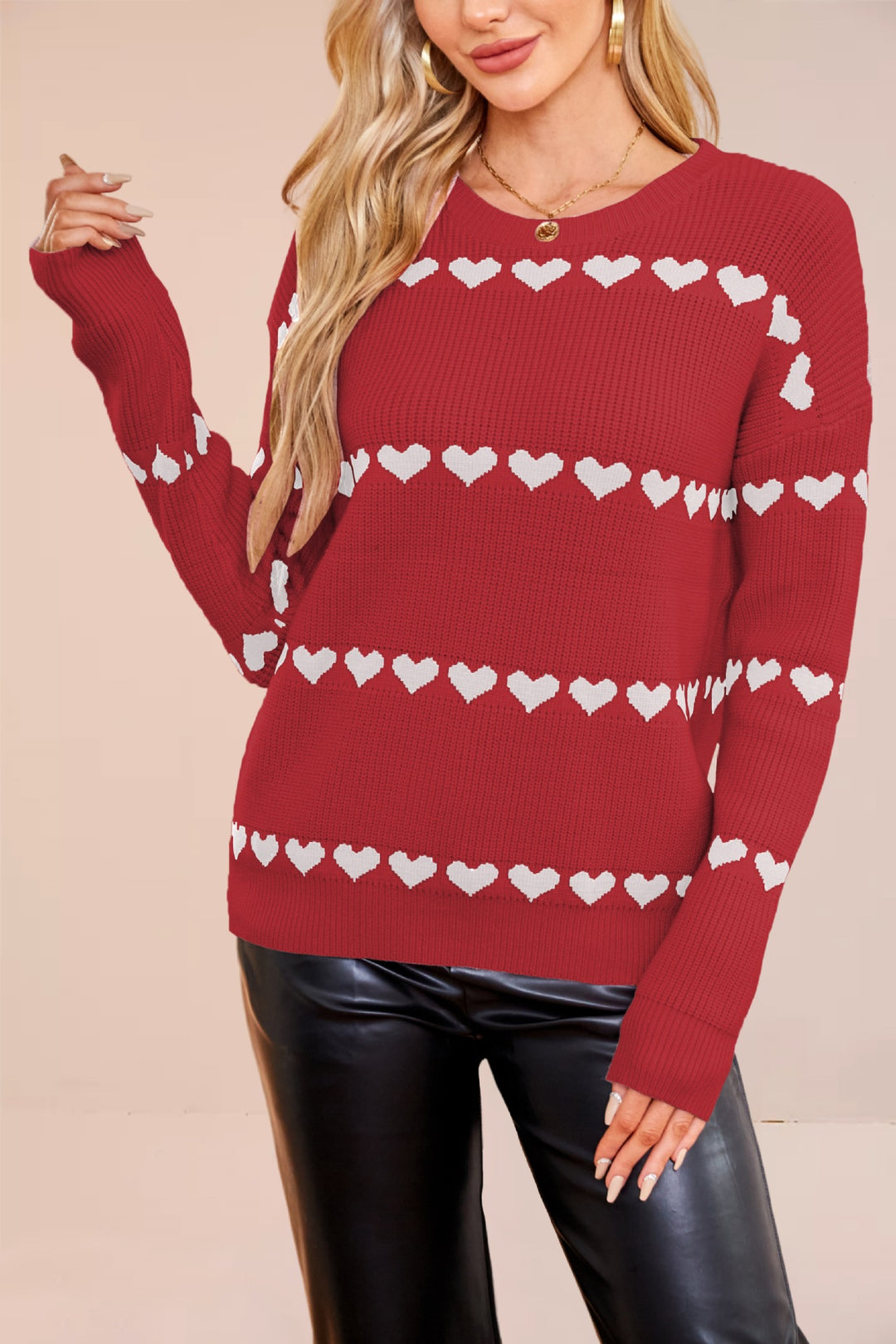 Damen Strickpullover mit Herzdetails und weichem Material Drune