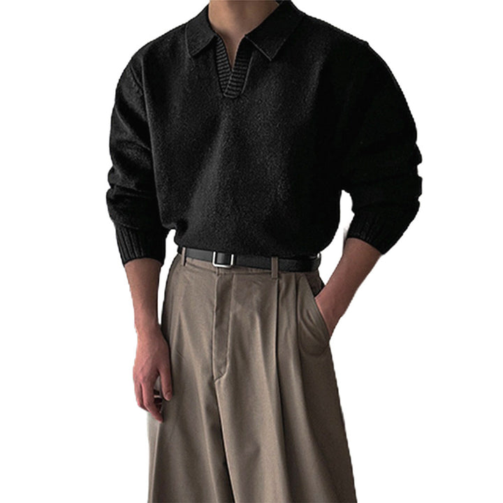 Herren Modischer Grobstrickpullover mit Stehkragen Drune