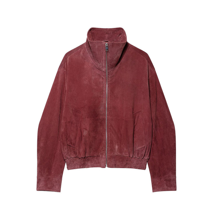 Damen Cropped Velours Bomberjacke mit hohem Stehkragen und Elastikbund Drune