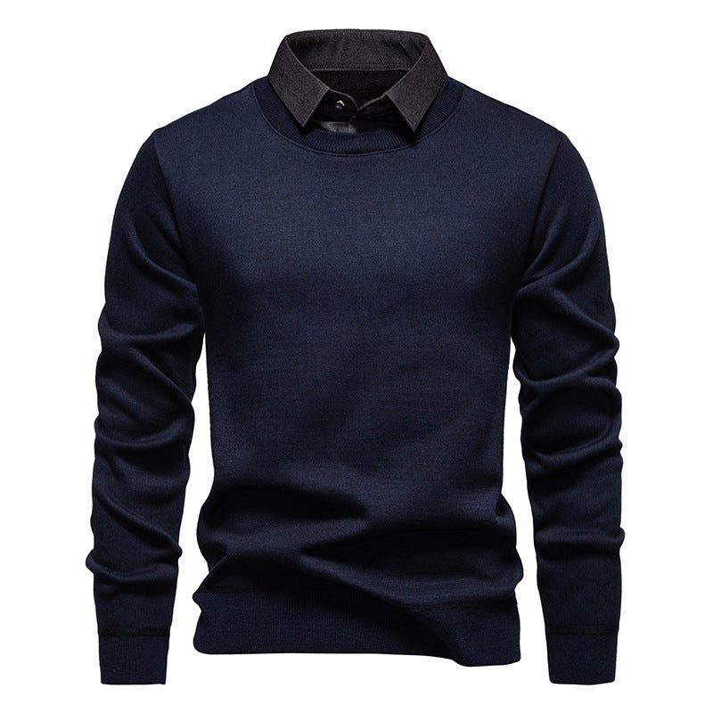Herren nan Feinstrickpullover mit integriertem Hemdkragen und schmaler Silhouette Drune