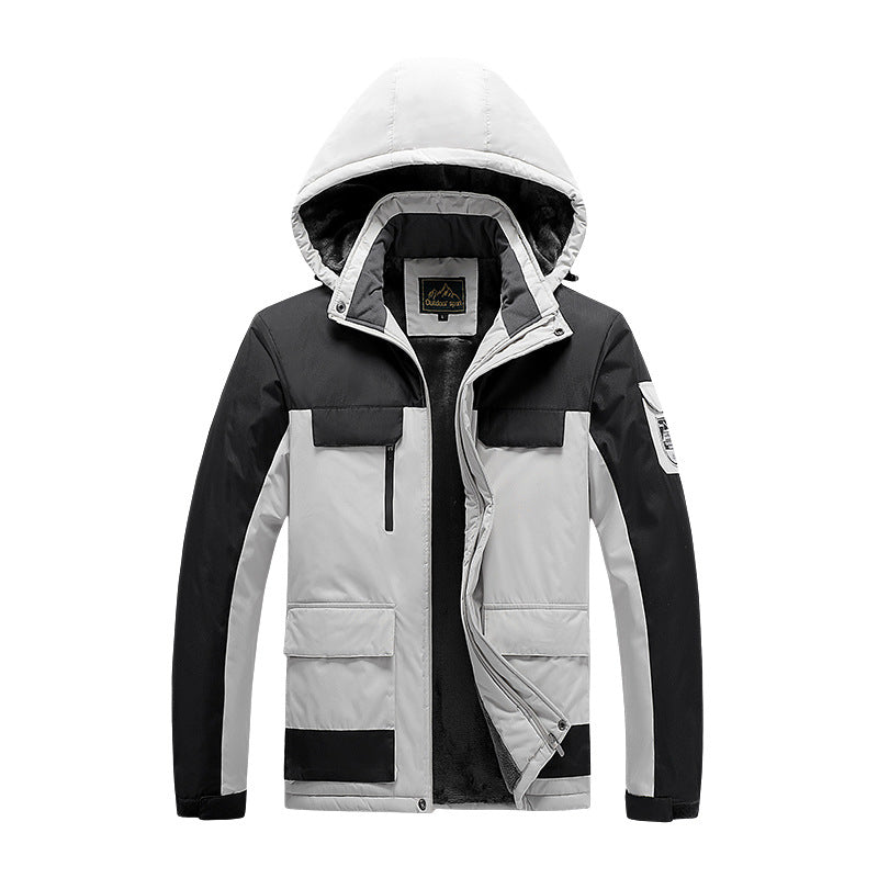 Herren technische Winter-Expeditionsjacke mit verdecktem Zweiwege-Reißverschluss, wasserabweisender Membran und multifunktionalen Taschen Drune