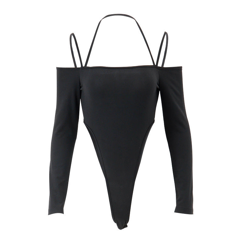 Damen Raffiniertes Bodysuit mit offenen Schultern und langen Ärmeln Drune