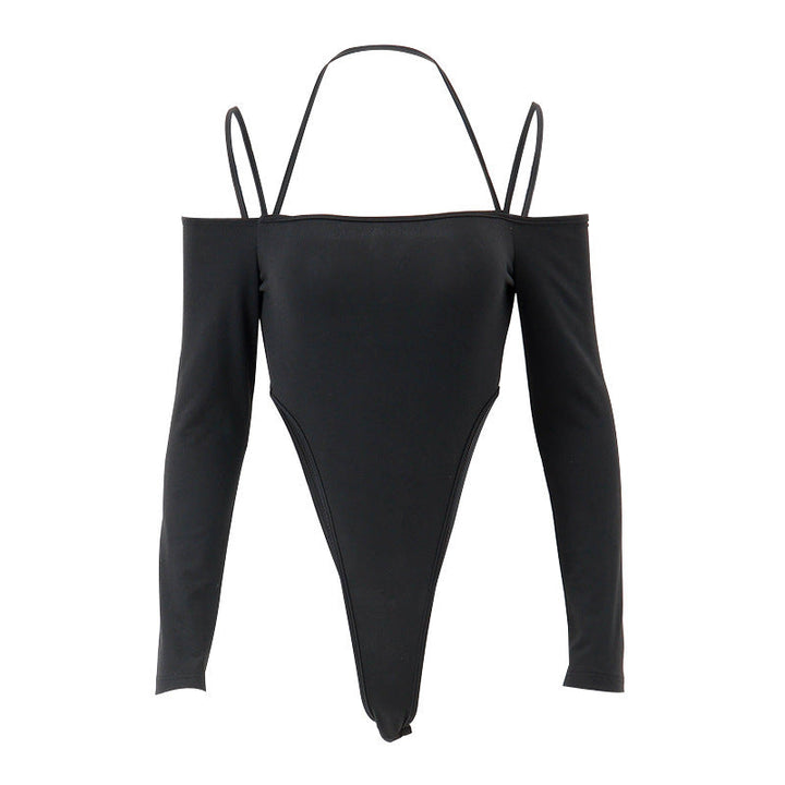 Damen Raffiniertes Bodysuit mit offenen Schultern und langen Ärmeln Drune