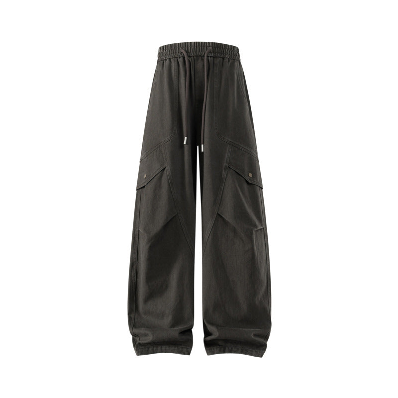 Herren weite Utility-Cargo-Hose mit Tunnelzugbund und großen Klappentaschen Drune