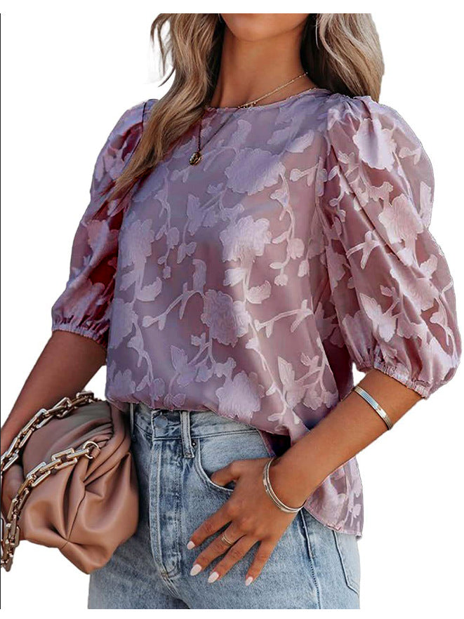 Damen Blumenbestickte Bluse Drune