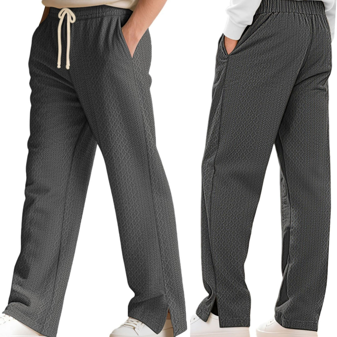 Damen nan komfortable strukturierte Loungehose mit elastischem Kordelbund und geradem Bein Drune