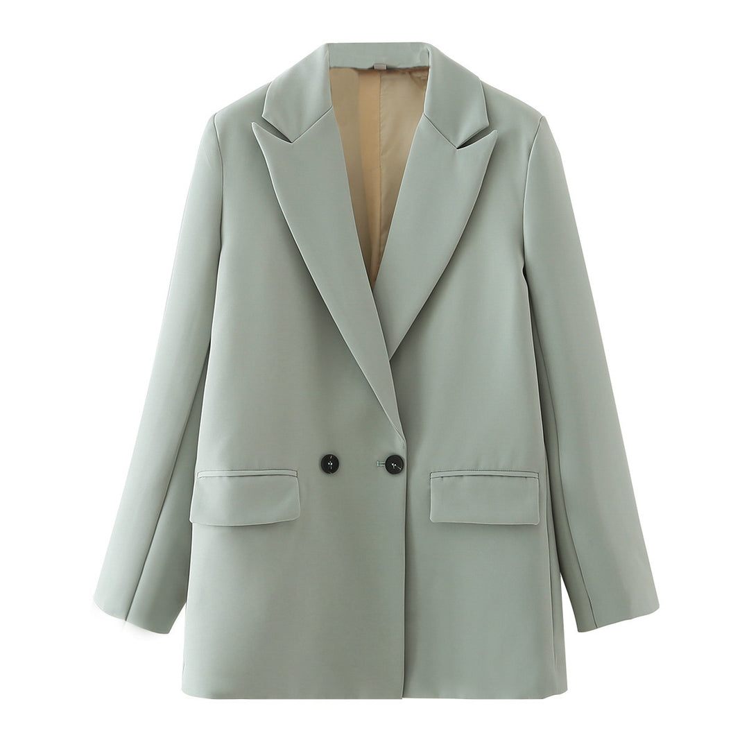Damen Oversize Doppelreihiger Blazer mit fallendem Revers und weicher Innenfütterung Drune