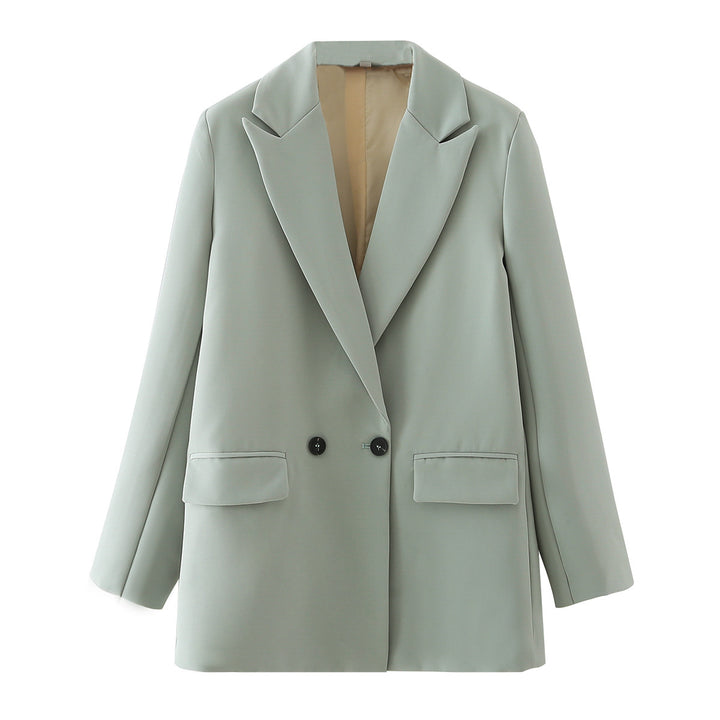 Damen Oversize Doppelreihiger Blazer mit fallendem Revers und weicher Innenfütterung Drune