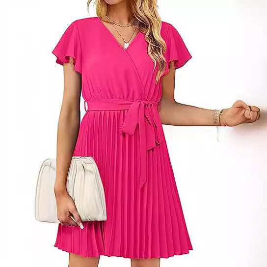Damen Wickelkleid mit plissierten Details Drune