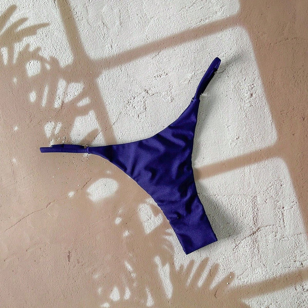 Damen Bikiniunterteil mit modischem Hoher Schnitt und verstellbaren Trägern Drune