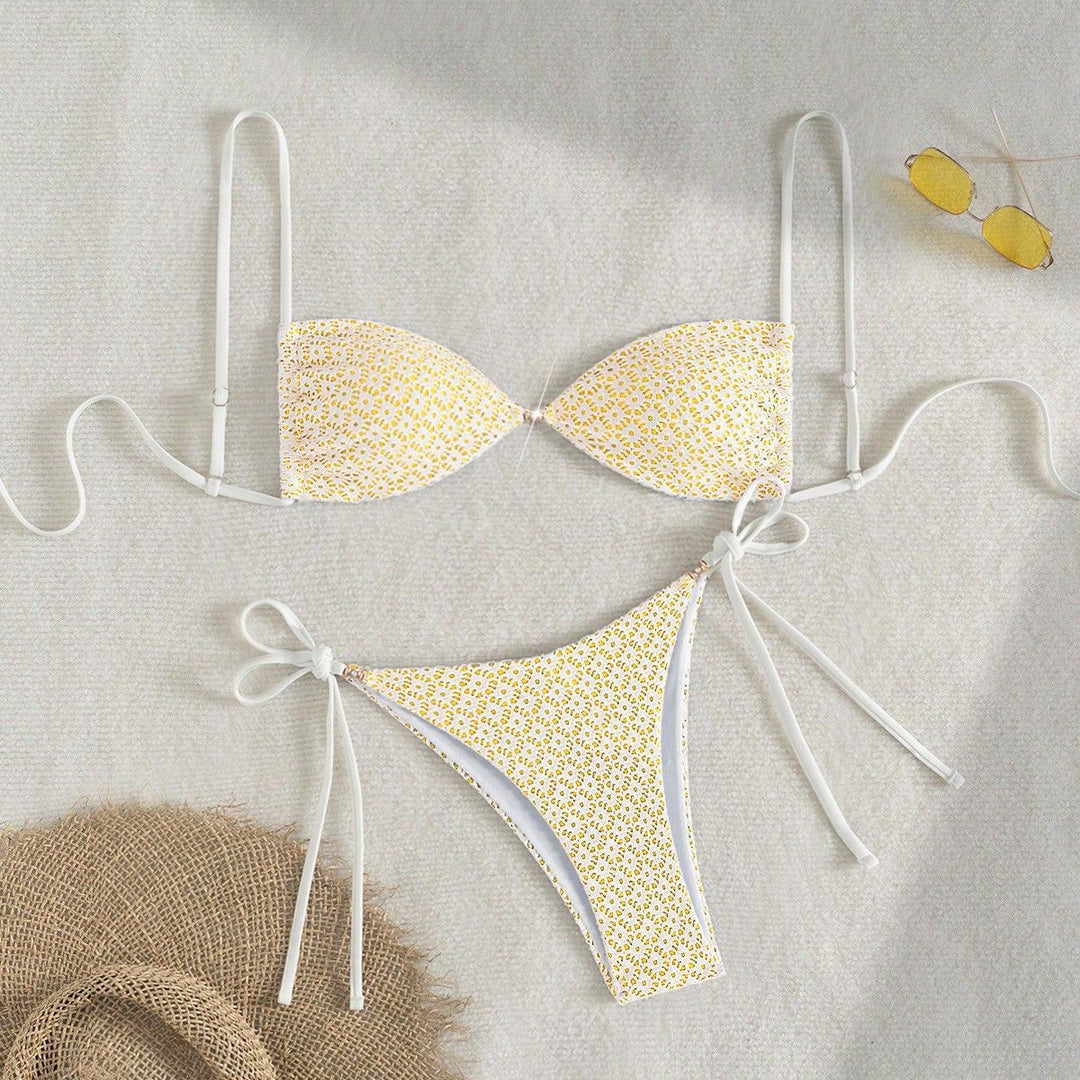 Damen Triangel-Bikini mit verspieltem Blumendruck Drune