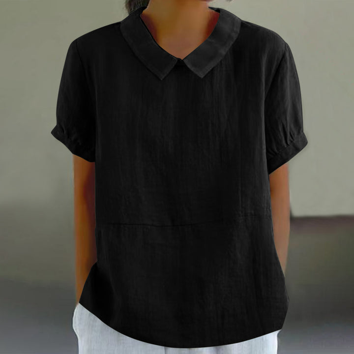 Damen Bio-Leinen Bluse mit Kragen Drune