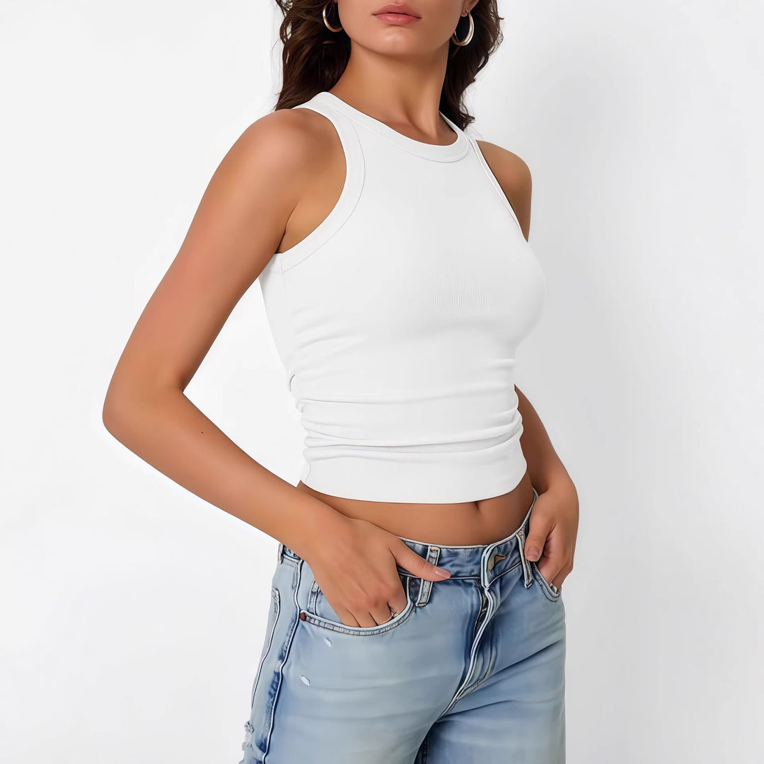 Damen Crop Top mit schmalen Trägern und elastischem Stoff Drune