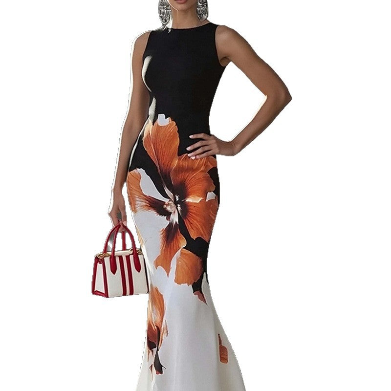 Damen Elegantes Maxikleid mit floralem Muster und tailliertem Schnitt Drune