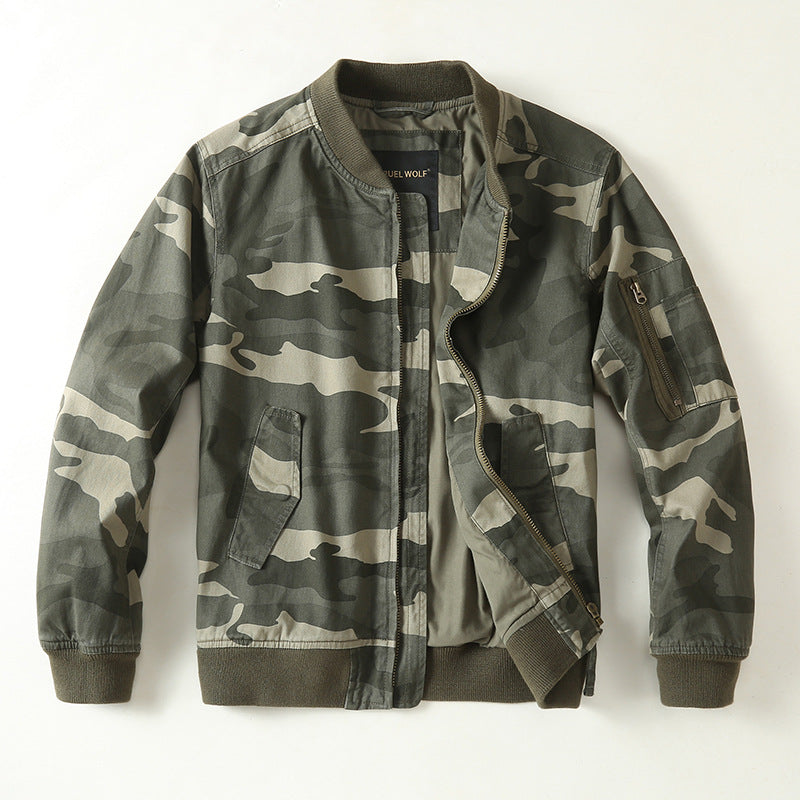 Herren Leichte Bomberjacke im urbanen Camouflage-Look mit Rippbündchen und Utility-Taschen Drune