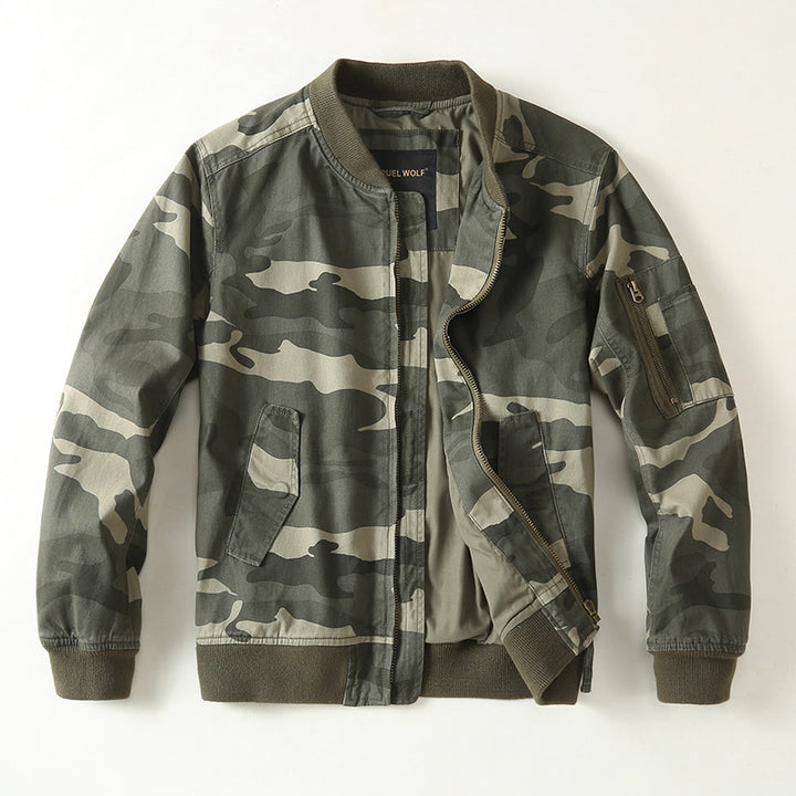 Herren Leichte Bomberjacke im urbanen Camouflage-Look mit Rippbündchen und Utility-Taschen Drune