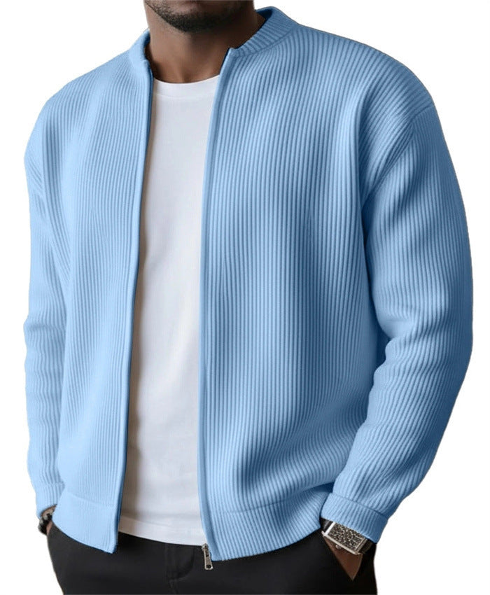 Herren Rippstrick Bomber Cardigan mit vollem Reißverschluss EB