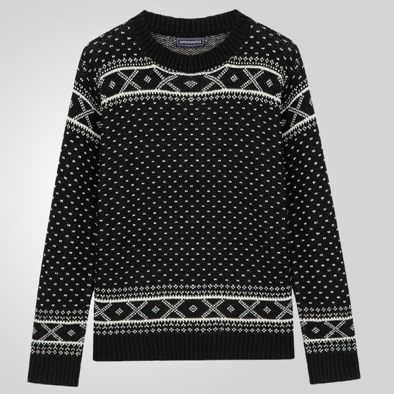 Herren Gemusterter Pullover mit klassischem Norweger-Muster Drune