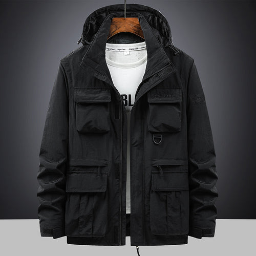 Herren  multifunktionale Fieldjacke mit Kapuze und zahlreichen Taschen Drune