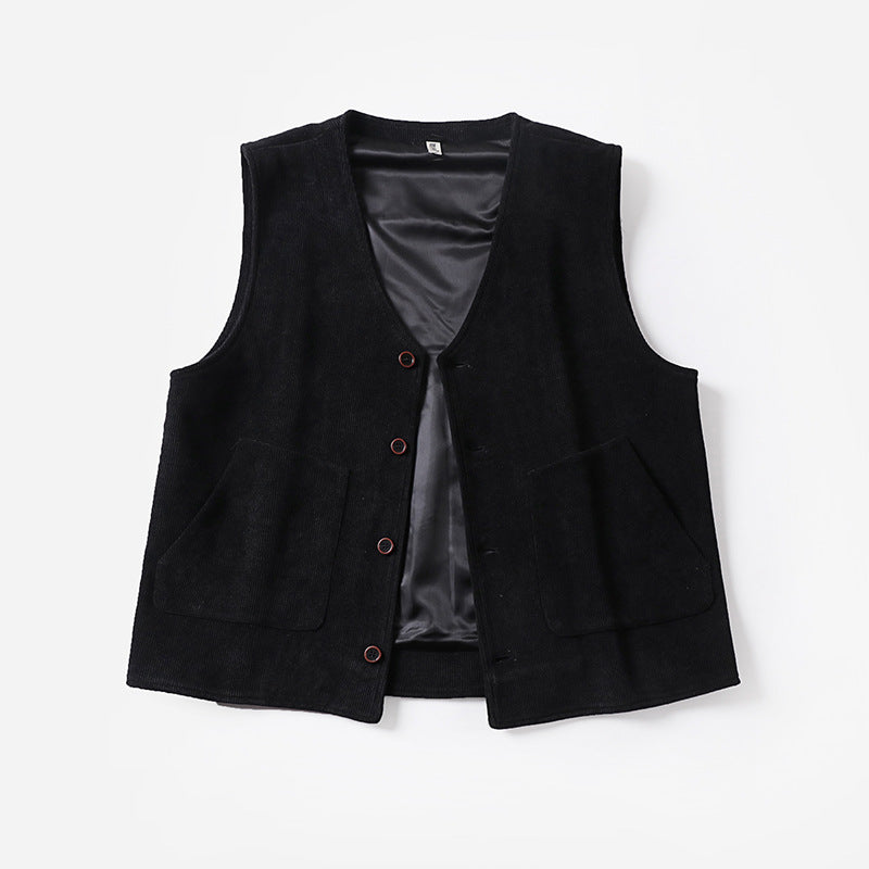 Herren Cordweste mit Satinfutter, V‑Ausschnitt und aufgesetzten Taschen Drune