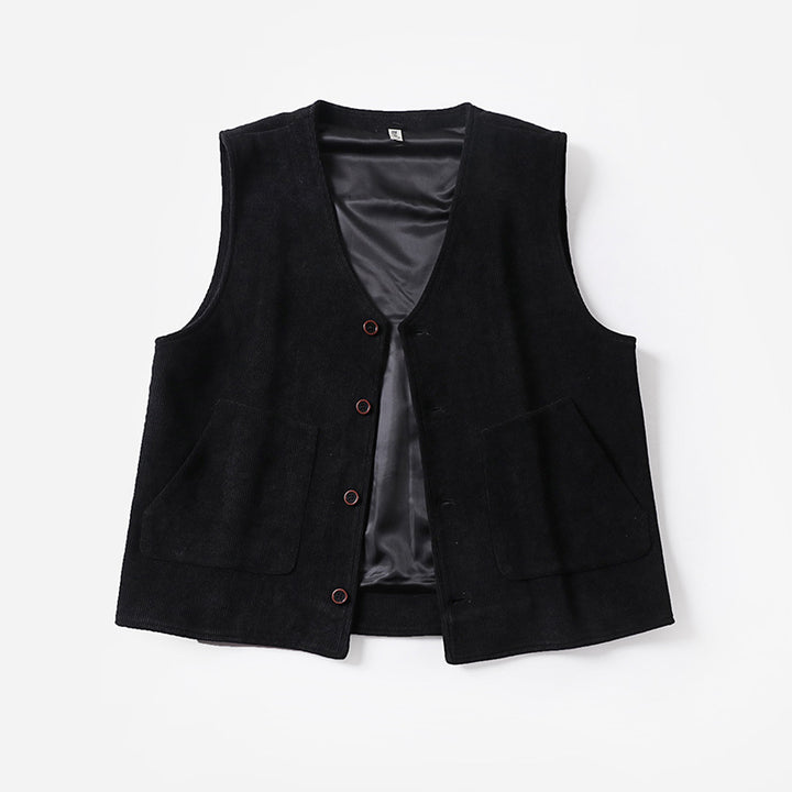 Herren Cordweste mit Satinfutter, V‑Ausschnitt und aufgesetzten Taschen Drune