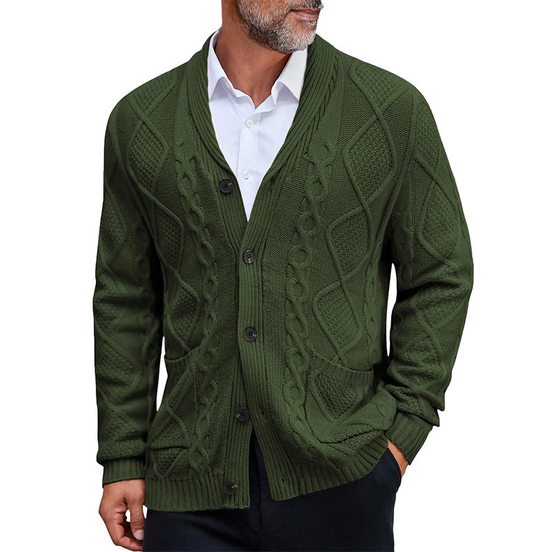 Herren modischer Strickcardigan mit strukturierter Oberfläche und praktischen Taschen Drune