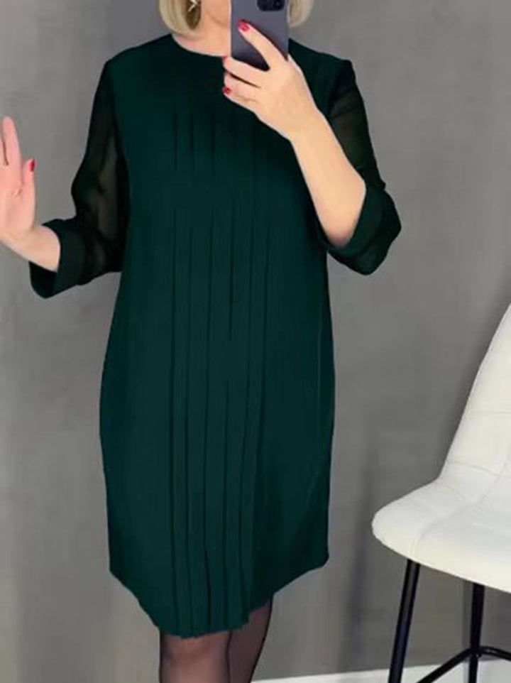 Damen elegantes Rüschenkleid mit transparenten Ärmeln Drune