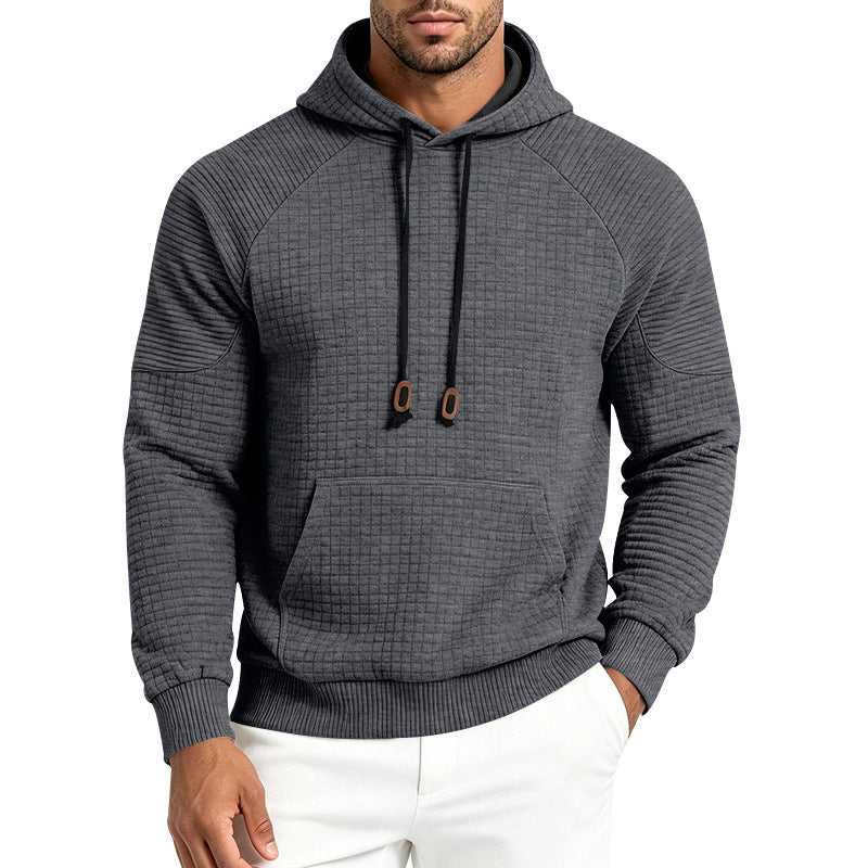 Herren Strukturierter Kapuzenpullover aus Waffeljersey mit Kängurutasche und Raglanärmeln Drune