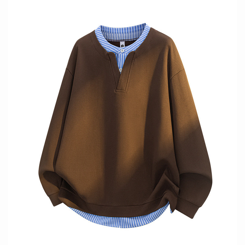 Herren Oversize-Struktur-Sweatshirt mit Hemd-Layer-Effekt Drune