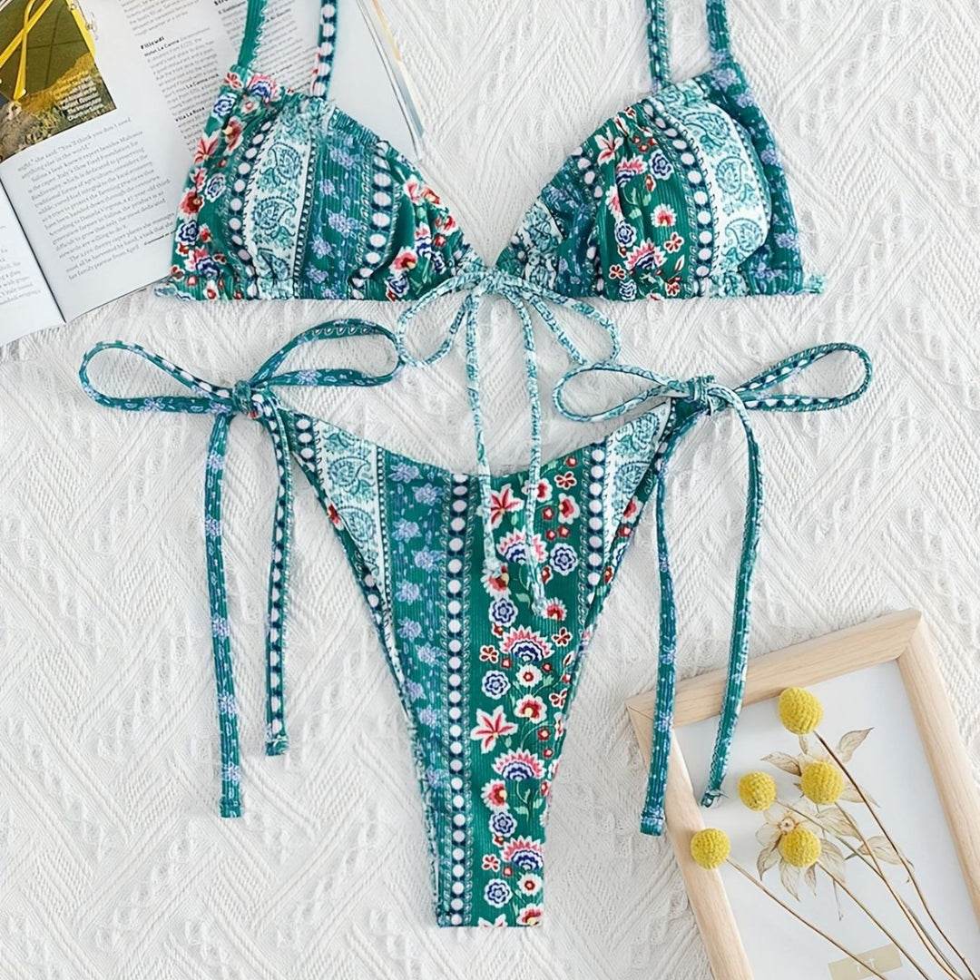 Damen Triangel-Bikini mit verspieltem Design und verstellbaren Trägern Drune