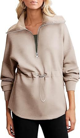 Damen lässiger Kapuzenpullover mit praktischer Kordelzugverstellung Drune