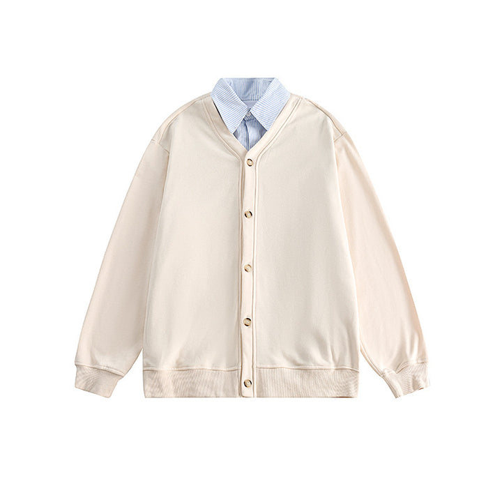 Herren Strickcardigan im Oversize‑Sweat‑Stil mit V‑Ausschnitt und Knopfleiste Drune