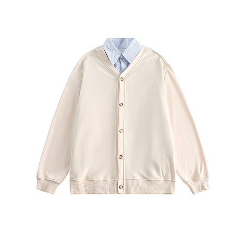 Herren Strickcardigan im Oversize‑Sweat‑Stil mit V‑Ausschnitt und Knopfleiste Drune