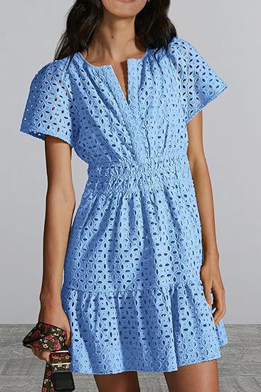 Damen Sommerliches Kurzkleid mit Stickerei Drune
